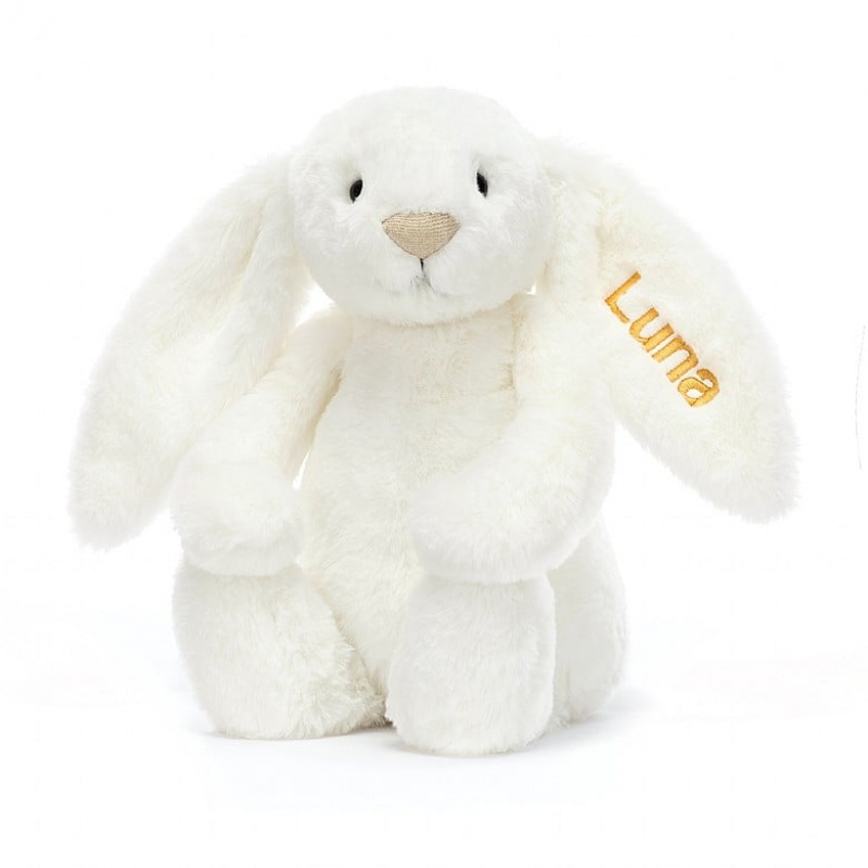 Medium Jellycat Personalised Bashful Luxe Bunny Luna Clearance Sale | 72HSXKLYO