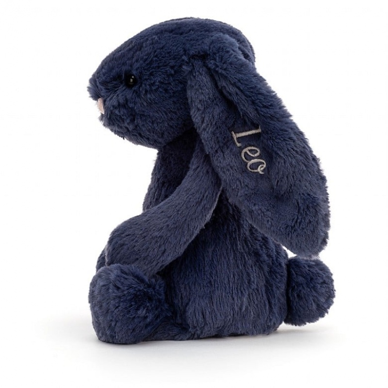 Medium Jellycat Personalised Bashful Navy Bunny Outlet | 20CYLQROJ