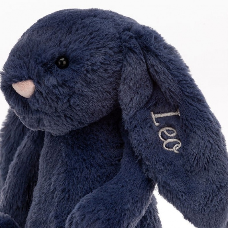 Medium Jellycat Personalised Bashful Navy Bunny Outlet | 20CYLQROJ