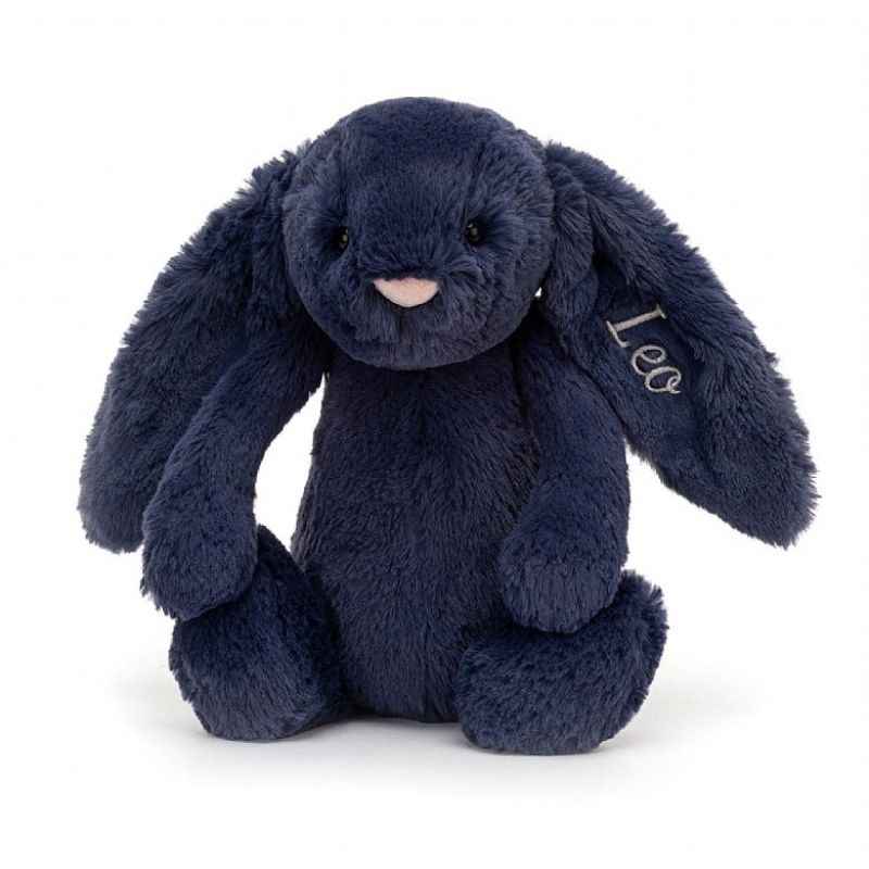 Medium Jellycat Personalised Bashful Navy Bunny Outlet | 20CYLQROJ