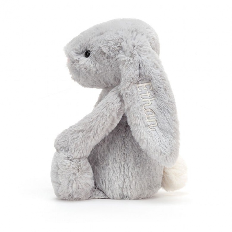 Medium Jellycat Personalised Bashful Silver Bunny Clearance | 92VCBWJOY