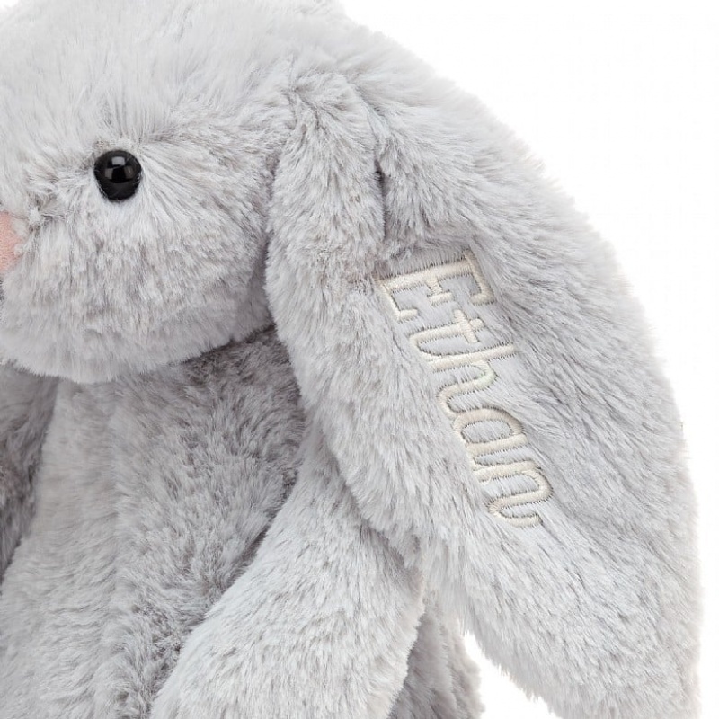 Medium Jellycat Personalised Bashful Silver Bunny Clearance | 92VCBWJOY